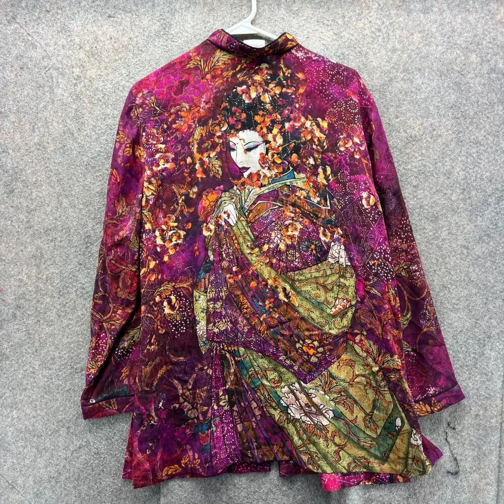 STUNNING NWT Chico's Artistico Vibrant Geisha Artsy Floral Silk Tunic Top - Picture 2 of 11